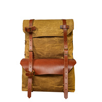 Sac à dos d'escalade en toile et cuir Chuanyeren - Capacité 30L - Randonnée, camping, alpinisme, escalade sur roche, survie en plein air