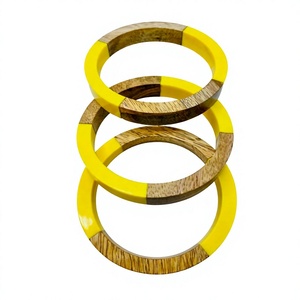 Nuevos Conjuntos de Brazaletes de Madera y Resina Coloridos, Unisex, Casuales, Deportivos, Elegantes, Hechos a Mano, Joyería, Accesorio de Moda - Product Image 2