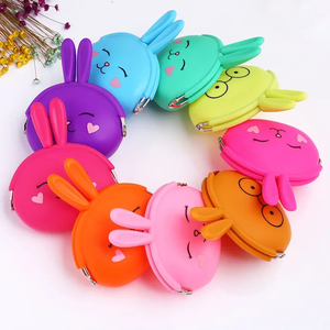 Warna-warni kelinci Kawaii silikon lucu Mini dompet kantong koin kecil unik wanita kustom anak perempuan tas genggam dompet anak - Product Image 2