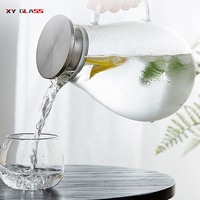 Promotion exquise facile à nettoyer carafe à eau en verre à couvercle en métal fait main