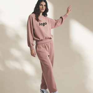 Manufacturer Unisex Sweatsuit Hoodie and Sweatpants Set <b>Plain</b> Baggy <b>tracksuits</b> for women high quality - Product Image 1