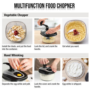 Picadora de Carne Multifuncional, Picadora de Frutas y Hierbas, Picadora Manual de Ajo y Cebolla, Procesador de Alimentos con Separador de Huevos, Cuchillas de Acero Inoxidable - Product Image 5