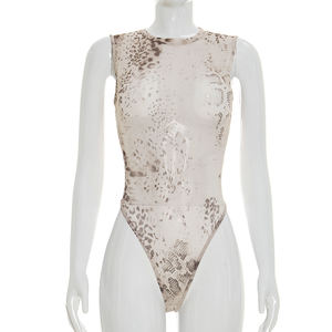 Viviblook J26ST091 New Women Summer Skirt <b>Set</b> Snake Print Sleeveless Bodysuit Maxi Slit Skirt Two Piece <b>Set</b> - Product Image 5