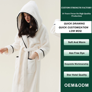 Pyjama épais en polaire corail pour adultes, robe de chambre et chemise de nuit pour hommes et femmes, vêtements de nuit doux pour l'<span class=keywords><strong>automne</strong></span> et l'hiver - Product Image 3