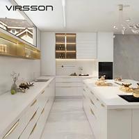 Meuble de cuisine modulaire moderne en bois laqué blanc avec robinet pour appartement et usage commercial, fabriqué en Chine