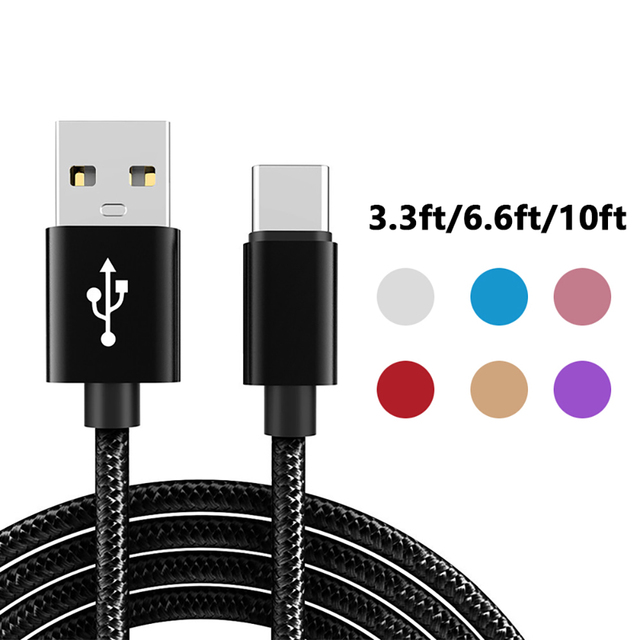Nylon Braided OD3.7 Cable 2A Fast Charging Micro USB Cable Braided USB C 3.3ft 6.6ft 10ft USB Cable