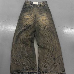 Pantalones Anchos de Mezclilla Lavada a la Piedra de 510 g, Estilo Urbano Y2K, Personalizados, de Moda, de Alta Calidad, Negros, Estilo Hip Hop, Corte Recto - Product Image 3