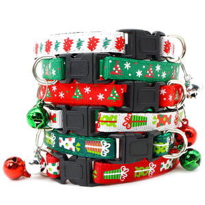Fabrik Großhandels preis Mehrfarbig verstellbares Weihnachtskatzen-Hunde halsband mit Glocken-Haustier-Katzen halsband - Product Image 1
