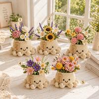 Ornement de pot de fleurs artificiel en crochet fait main, motif marguerite lavande, pour le soutien émotionnel, idéal pour la fête des Mères ou comme cadeau de fête
