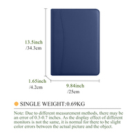 Padfolio Bag Pu cuero ejecutivo con cremallera titular de cuero documentos organizador cartera carpeta