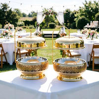 Plats de service ronds suspendus de luxe pour buffet d'hôtel et de mariage, ensemble chauffe-plats pour la restauration et les restaurants