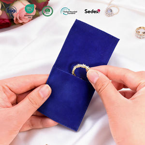 New Year Hot Sale Custom Logo <b>Envelope</b> Jewelry Packing Bag High Quality Luxury Low Price Microfiber Ring Jewelry Pouch with Flap - Product Image 1