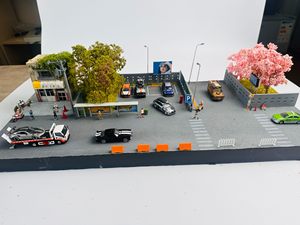 ไดโอรามาร้านเต้าหู้ฟูจิวาระ Initial D ขนาด 120*40 ซม. ฐานจัดแสดงถนนในเมืองขนาด 1:64 สำหรับรถโมเดลไดแคสต์ - Product Image 4