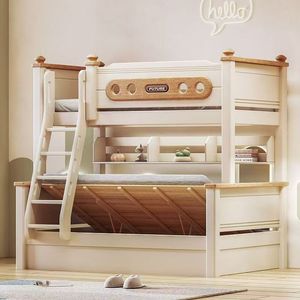 Ensemble de meubles de chambre d'enfant en gros d'usine, lit superposé en bois massif avec bureau, lit superposé en bois de rose avec échelles et tiroirs - Product Image 4