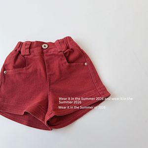 Shorts da <span class=keywords><strong>bambina</strong></span> in denim tinta unita beige, rosso, nero, marrone - Collezione Estate 2026 - Product Image 5