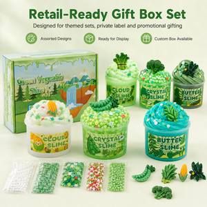 Kit de Slime Vegetal Verde al por Mayor, 6 Vasos de Slime de Cristal Nube, Juguete Sensorial Antiestrés, Set de Caja de Regalo Personalizada OEM - Product Image 6