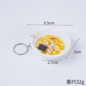 Porte-clés pendentif bol de ramen japonais en plastique, modèle alimentaire factice, thème amour, imitant des nouilles - Product Image 6
