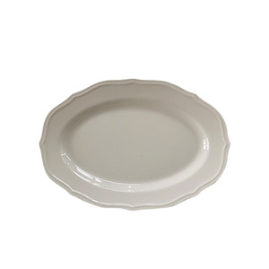 Ensemble d'assiettes ovales en céramique blanche, style français, bord flottant, pour desserts, petit-déjeuner, utilisation en fête - Product Image 3
