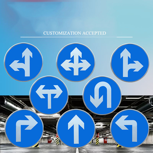 Panneau de signalisation routière en aluminium réfléchissant, flèche bleue ronde obligatoire, direction droite - Product Image 2