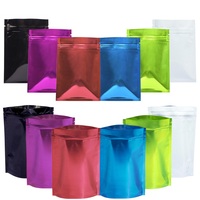 Fenêtre avant transparente feuille d'aluminium dorée brillante pochette debout métallique sac en plastique mylar à fermeture éclair pour emballage alimentaire d'épices