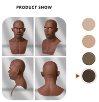 Urchoice Casque en silicone avec masque de peau humaine réaliste en silicone pour le torse, couvre-chef masculin, accessoire de cosplay, masque de mascarade