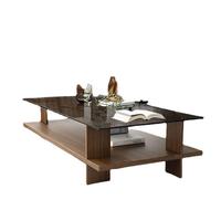 Table basse réglable en bois, verre trempé et métal pour salon et bureau, design moderne