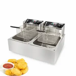 1 टैंक डबल टैंक वाणिज्यिक गहरी Fryer, बिजली गहरी Fryers, आलू के चिप्स खाद्य ग्रेड स्टेनलेस स्टील अलक प्रदान 220V