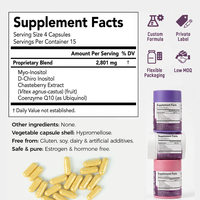 Complément alimentaire Chinaherbs Private Label pour la péri-ménopause, formule d'équilibre hormonal pour femmes, Myo-inositol, baie de gattilier, CoQ10, GMP, ISO