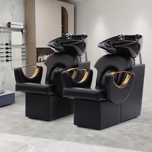Fauteuil de lavage moderne et minimaliste en métal, avec revêtement en cuir PU, pour salon de coiffure et institut de beauté - Product Image 2