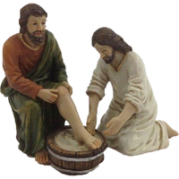 Figurines de la Nativité traditionnelles en polyrésine peinte ZICOM, ornements de la Passion, lavant les pieds, pour usage intérieur, environ 9cm 9069-K2023
