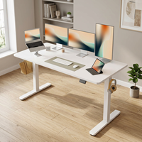 Bureau debout électrique ALINUNU à couleur personnalisée pour usage professionnel, bureau réglable en hauteur avec crochet pour casque