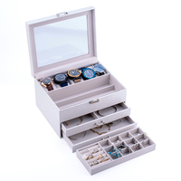 Rts Lederen Witte Afsluitbare Juwelendoos Organizer Met Spiegel Sieraden Dozen En Sieraden Organizer Horloge Oorbellen En Ringen Doos Tr