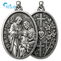 Collier pendentif religieux catholique Jésus-Christ la Vierge Marie Saint Joseph, médaillon personnalisé, médaille de la Sainte Famille