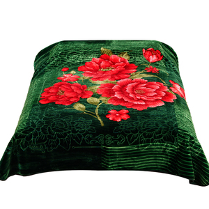 Wholesale 100% Polyester Korean <b>Style</b> Raschel Quilt Set Winter Warm Soft Plant Pattern Knitted Beds Blankets <b>Bedding</b> - Product Image 3