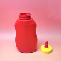 Bouteille en plastique rouge et jaune pour remplissage à chaud, idéale pour l'emballage de sauce BBQ, ketchup, sauce tomate, sauce piquante, condiment au fromage, format 8oz, bouteille souple à presser