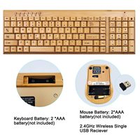 Clavier de bureau USB en bois de bambou personnalisable sans fil 108 touches PC ordinateur portable télévision intelligente claviers