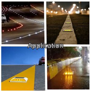 ไฟกระพริบเตือนภัยบนถนนแบบกันน้ำ ทำจากอะลูมิเนียม ใช้พลังงานแสงอาทิตย์ สีเหลืองอำพัน ไฟ LED สีแดงและสีน้ำเงิน สะท้อนแสง - Product Image 6