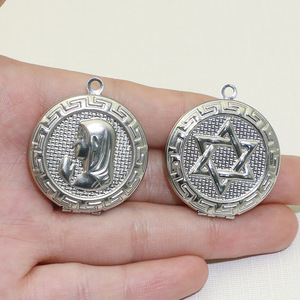 Joyero chapado en oro Vintage <span class=keywords><strong>de</strong></span> acero inoxidable, colgante personalizado, patrón DIY, marco <span class=keywords><strong>de</strong></span> fotos en blanco, medallón, collar - Product Image 3