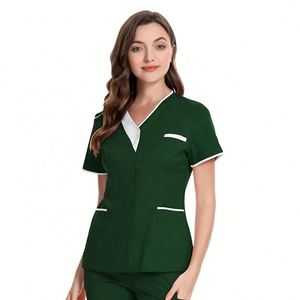 Custom <b>Women</b> V Neck Tr Fabric Uniforms <b>Tops</b> Beauty Salon Spa Hospital Dental Nurse Uniform <b>Top</b> Scrubs T Shirts - Product Image 4