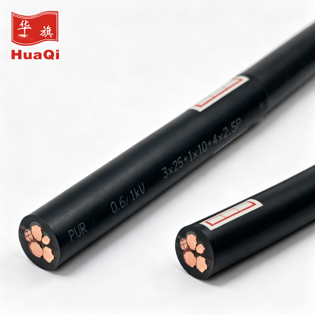 Huaqi  3x25+1x10+4x2.5 PUR Jacket Multi Core Cable 0.6/1kV Copper Power & Control Cable for Industrial Automation