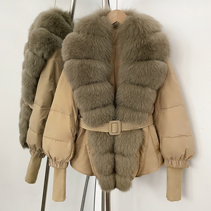 OFTBUY <strong>Belt</strong> Big Natural Fox Fur Fluffy <strong>Puffer</strong> <strong>Jacket</strong> Women New Autumn Winter Top Clothes Female Thick Warm Real Fur Down Coat - Product Image 2