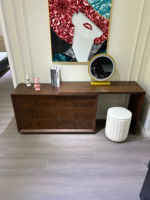 Solution de chambre moderne : Meuble en contreplaqué coquille et bois, 6 tiroirs + plateau transformable en coiffeuse/table basse, gain de place, sur mesure