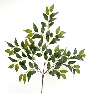 Foglie verdi artificiali di qualità Banyan francese albero foglia giardino abbellimento decorazione di nozze stelo verde - Product Image 2
