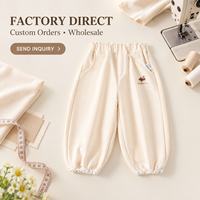 Celana Balon Warna Ivory untuk Anak Perempuan dengan Motif Cupcake, Saku Samping, dan Manset Berhias Bunga - Tersedia Kustomisasi & Grosir