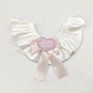 Lindo pañuelo con lazo de perlas en forma de corazón para mascotas, ajustable, para fotos de gatos y perros pequeños - Product Image 3