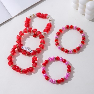 5pcs/set Hot Selling Valentine's Day <b>Bracelet</b> Women Fashion Handmade Colorful Beaded Charm <b>Bracelet</b> Holiday Gifts - Product Image 2