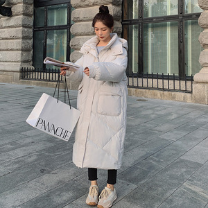 Manteaux bouffants d'hiver de style coréen japonais pour femmes Manteau en duvet rembourré à capuche avec ceinture fine Veste en duvet d'oie pour femmes du <span class=keywords><strong>Canada</strong></span> - Product Image 2