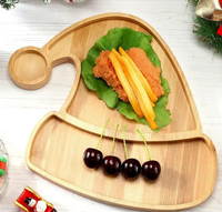 Kerst Houten Dienblad Cartoon Hoedvormige Decoratieve Plaat Hout Fruit Snack Deli Schaal Voor Feestelijke Weergave