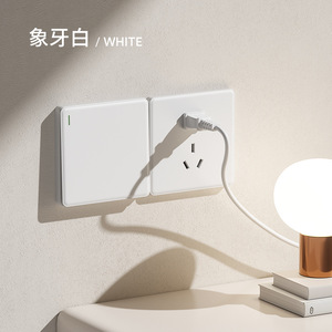 D10 Large White Wall <b>Socket</b> Panel 5 Outlets <b>With</b> <b>Usb</b> Port Standard Grounding PC Material For Home Use - Product Image 1