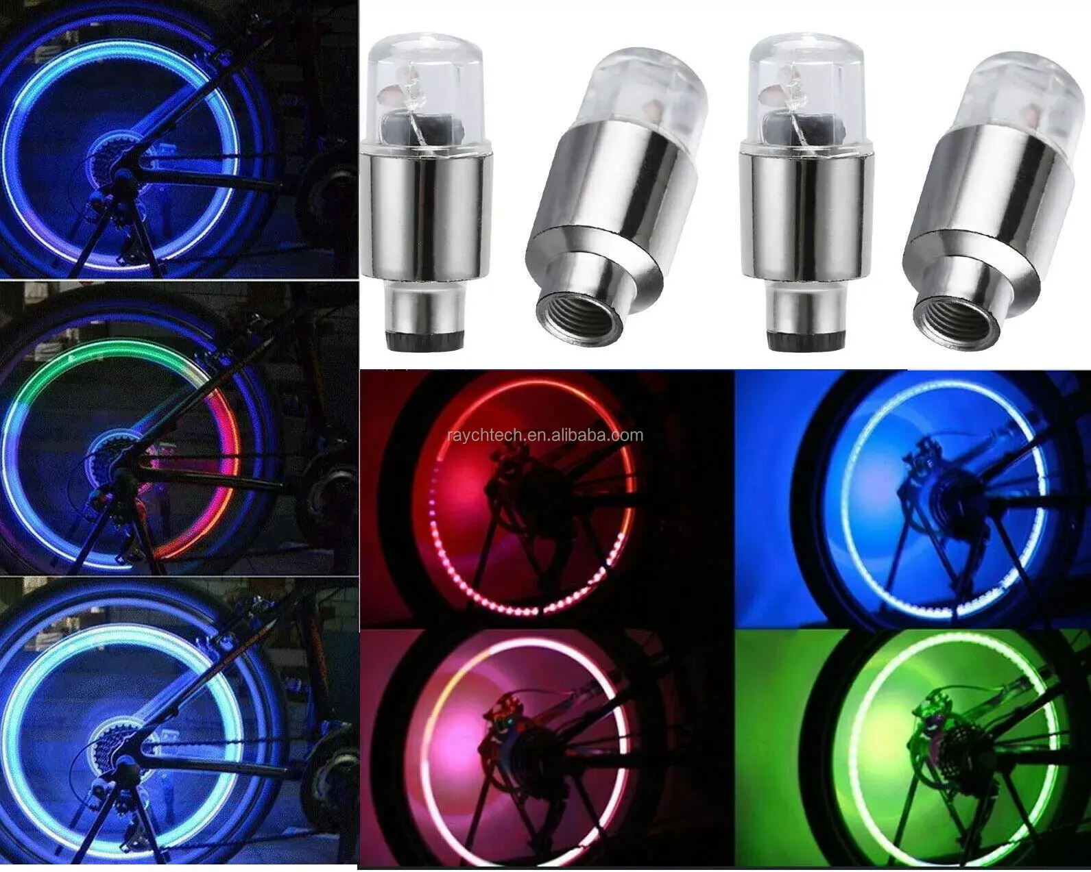 Nouvel arrivage de roue de voiture LED moto moto lumière de pneu Valve de pneu lanterne décorative C ap Flash rayon stroboscopique lampe néon